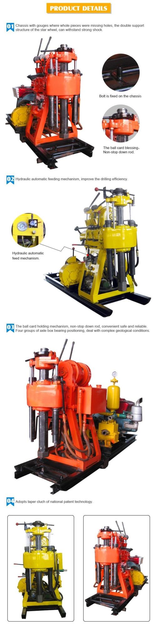 Dminingwell 200 Meter Water Well Drilling Rig Model Hz-200yy with Mud Pump