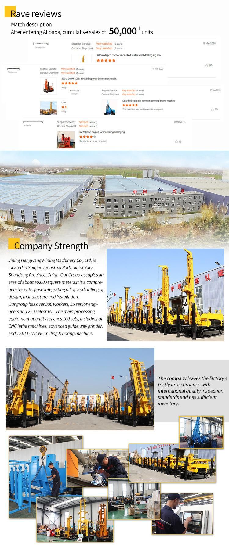 Crawler Track Borehole Water Well Drilling Rig Pneumatic Hammer Hydraulic Drilling Rig for Water