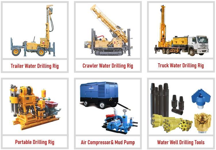 Diesel Borehole Water Well Drilling Machine Spline Vertical Rock Drilling Rig Movable Type