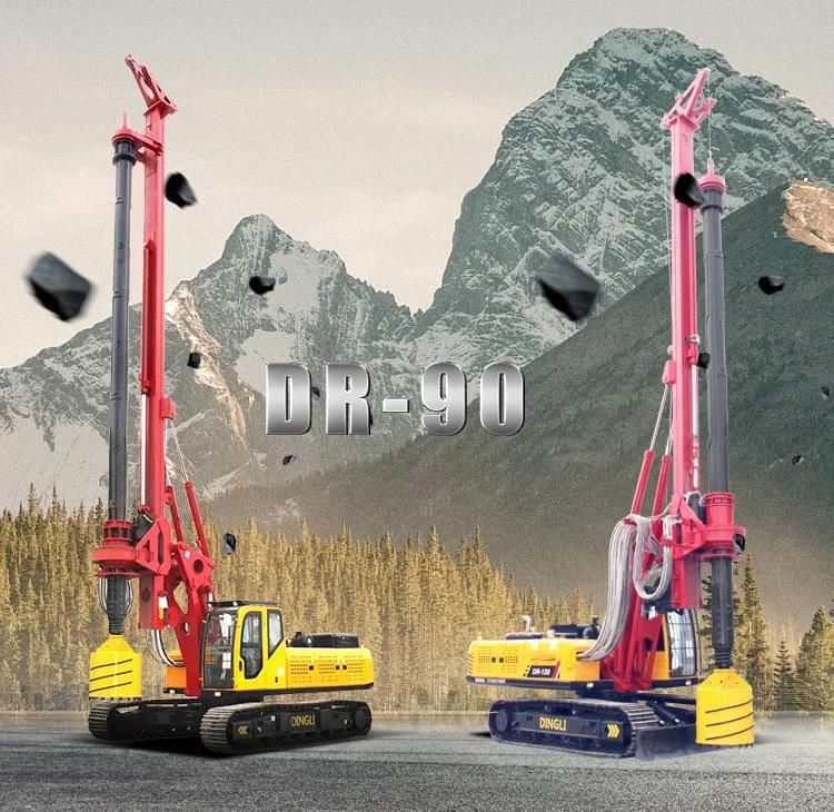 Used Piling Machine Bored Tractor Portable Crawler Pile Driver Drilling Dr-90 Rig for Free Can Customized