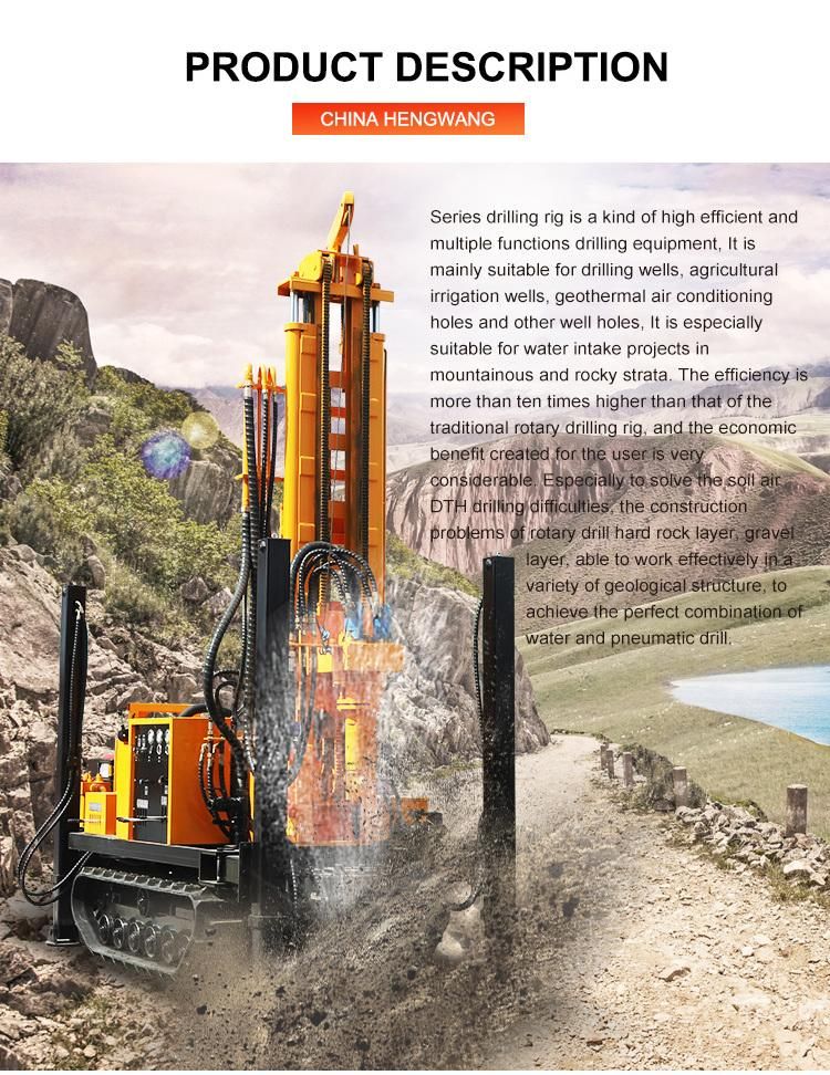 Rubber Crawler 150m Depth Water Well Rock Borehole Drilling Machine for Sale