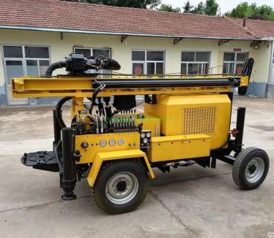Wheeled Trailer Mounted Hydraulic Rotary Head DTH Hammer Water Well Borehole Drilling Rig
