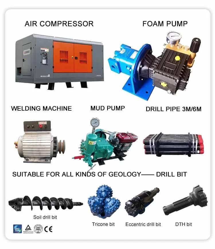 Pneumatic 200m Depth Hard Rock Drilling Rig with Mud Pump