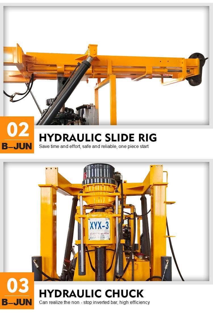 Wheel Hydraulic Rotary Core Drilling Rig 600m Exploration Drilling Machine