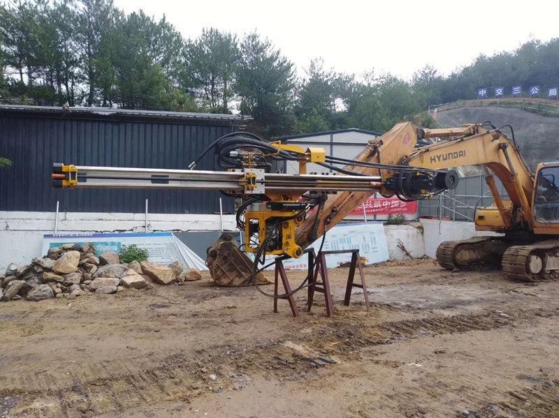 Hydraulic/Pneumatic Excavator Mounted Rock Drill Attachment, Mast Drill