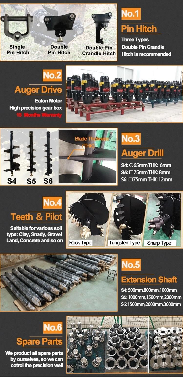 Rea2500 Auger Post Hole Digger Earth Auger for 1~3t Excavator