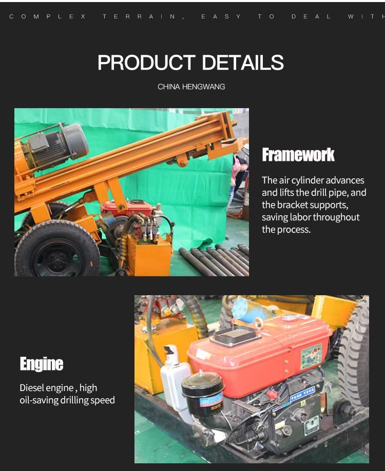 Wheels Pneumatic Hard Rock Water Welldrilling Rig Down The Hole Hammer Drill Rig