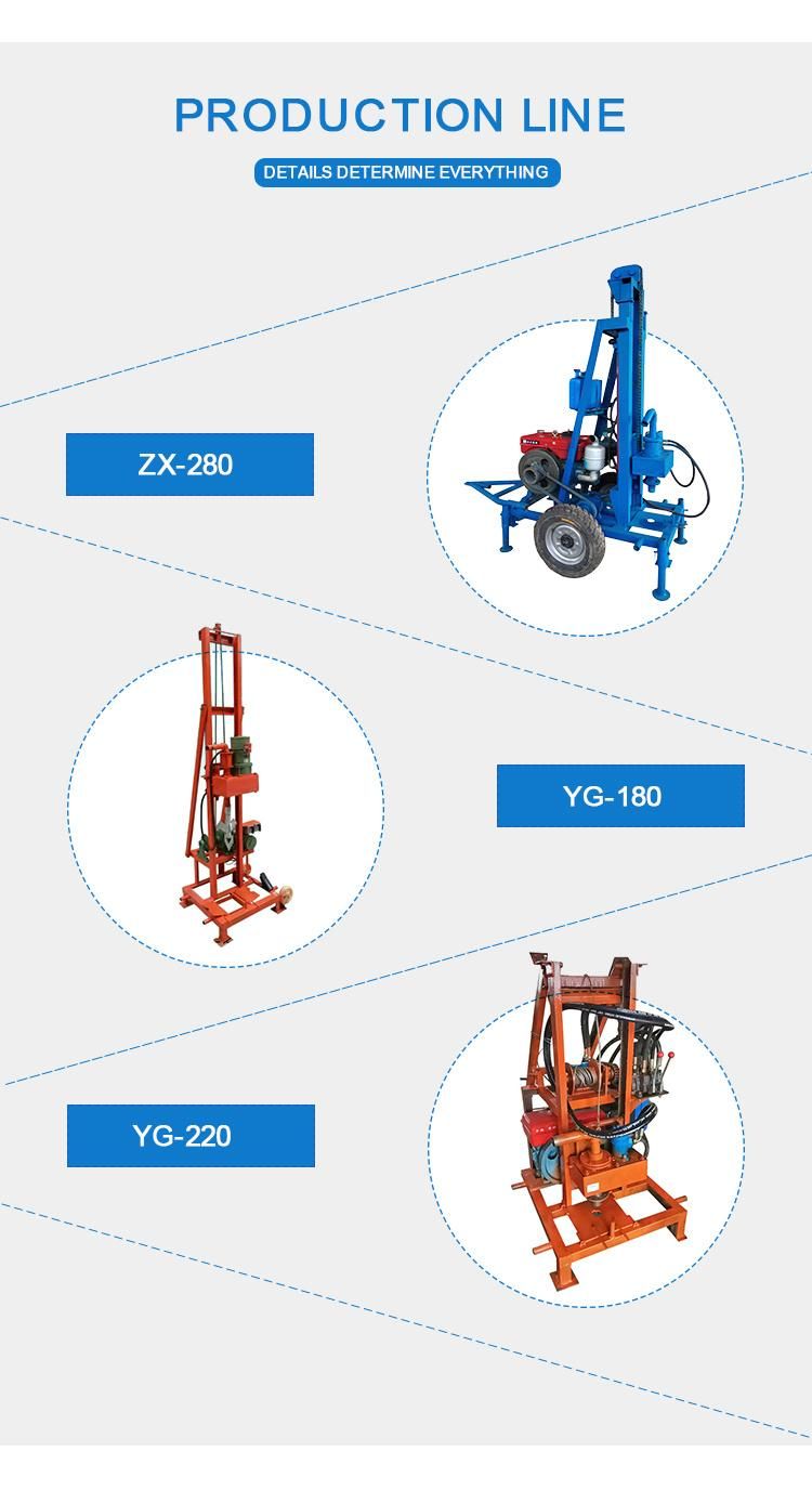 Portable Diesel Engine Rock Water Well Borehole Drilling Rig