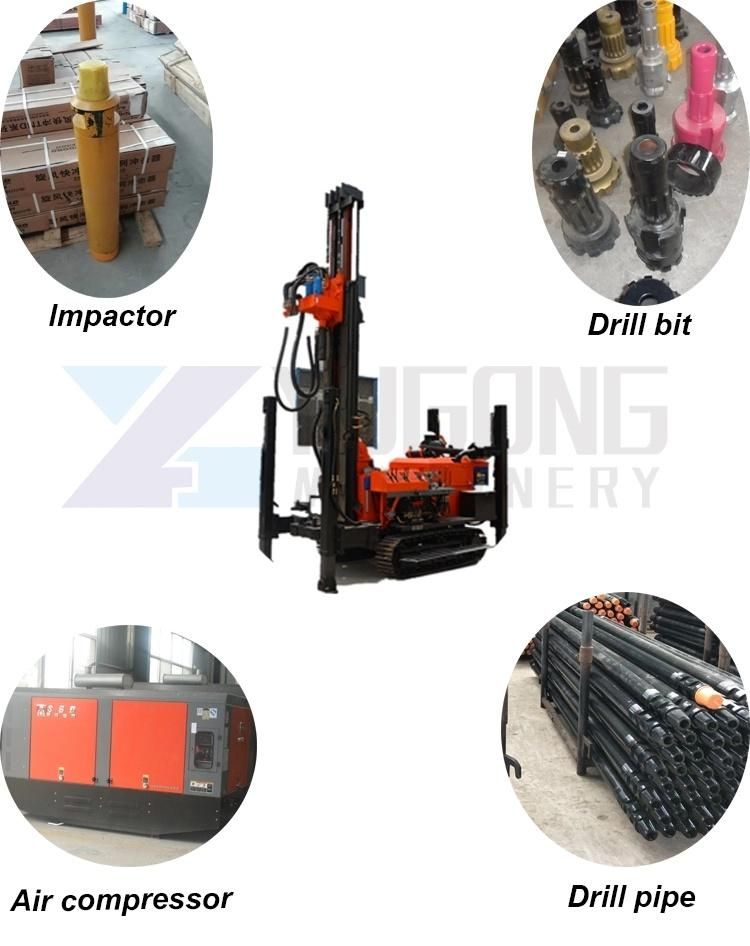 Crawler Pneumatic Use Air Compressor Borewell Water Well Drilling Rig