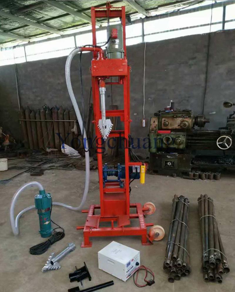 Hydraulic Water Well Rotary Drilling Rig Machine with Drill Bit and Drill Pipe