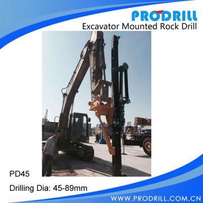 Hydraulic Excavator Mounted Rock Drilling Rig for Borehole Drilling