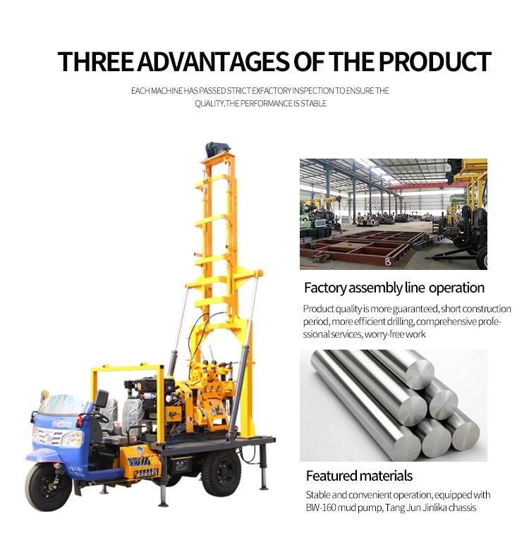 Tricycle Hydraulic Water Well Drilling Rig Mobile Borehole Drilling Rig Prices