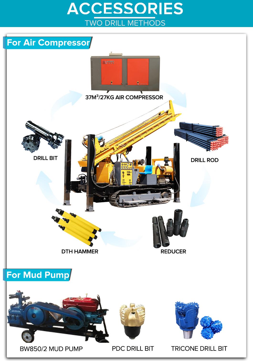 Jk-Dr600 Diesel Engine Multifuncational Portable Hydraulic Water Well Drilling Rig for Sale