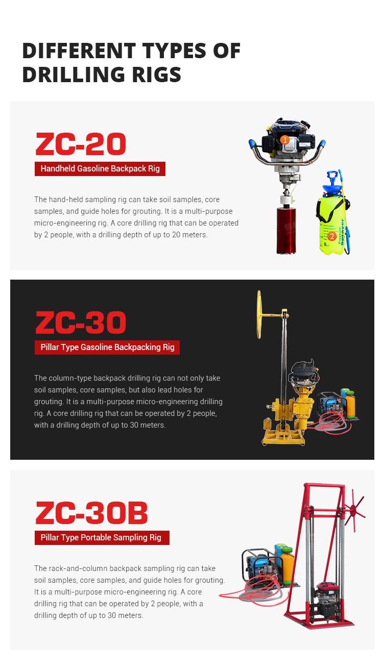 Backpack Rig Drilling DAB Rig Borehole Drilling Rig Machines Mine Drilling Rigs Handheld Gasoline Drilling Rig