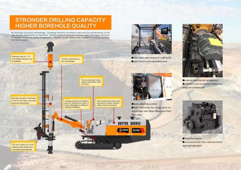 GOODENG GQ460 Rotary Open Pit Hydraulic down-the-hole Drilling Rig