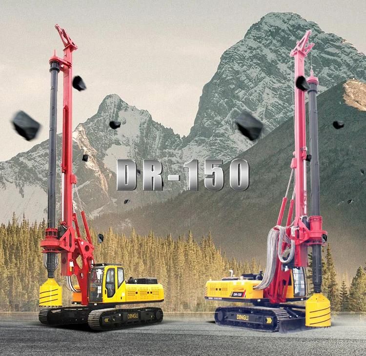 Construction Engineering Pile Driver, Dr-150 Small Crawler Hydraulic Rotary Drilling/Drill Rig Machine with Two Drill Bit for Free