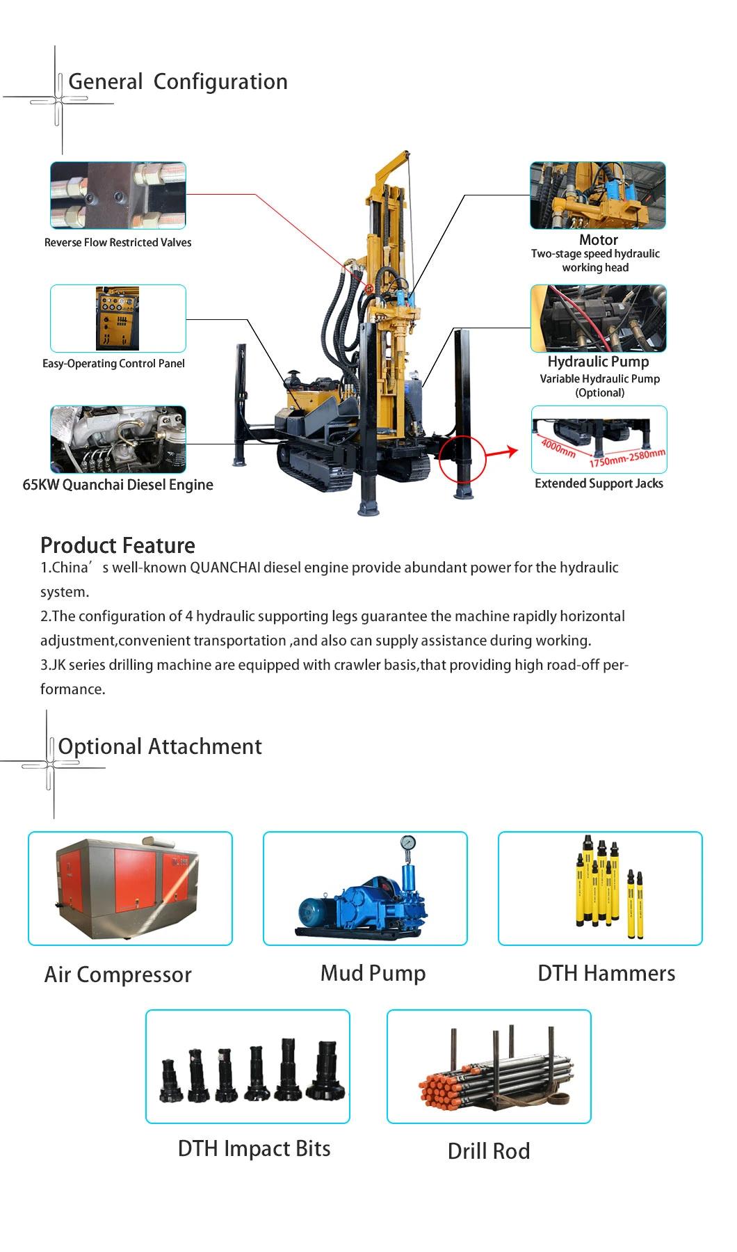 Steel Crawler Mounted 200m Portable Water Well Drilling Rig