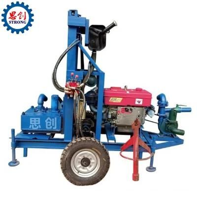 80m Deep Portable Diesel Hydraulic Water Borehole Drilling Machine