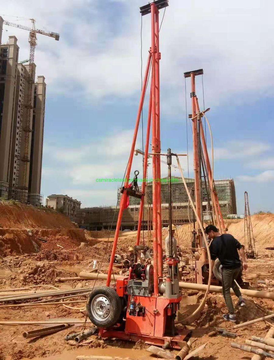 150m Portable Wheel Trailer Mobile Geotechnical Core Drilling Rig with Mud Pump (GY-150B)