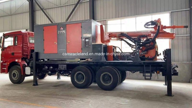 Truck Mounted Hydraulic Rotary Head Borehole Water Well Drilling Rig with Air Compressors/Mud Pump