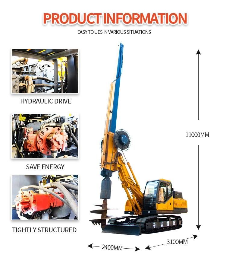 Rotary Drilling Rig Model Hw-22 Pile Driver Machine/Hydraulic Static Rotary Portable Crawler Pile Driver Rotary Drilling