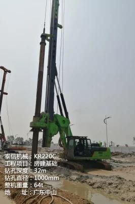 Kr220 Full Hydraulic Piling Rig, Piling Driver, Piling Equipment 51m Depth 2000mm Diameter