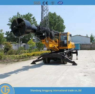 Portable Borehole Wheel Type Diesel Engine Hydraulic Rotary Water Well Drilling Rig Machine