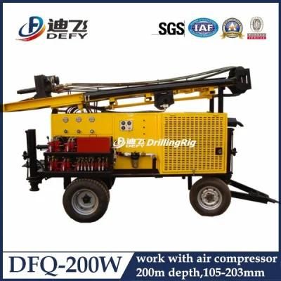 Mini Rock Drilling Machine 200m Trailer Mounted Drill Rig with High Efficiency