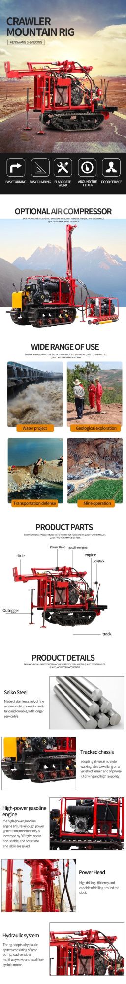 Rock Borehole Drilling Rigs for Mountain