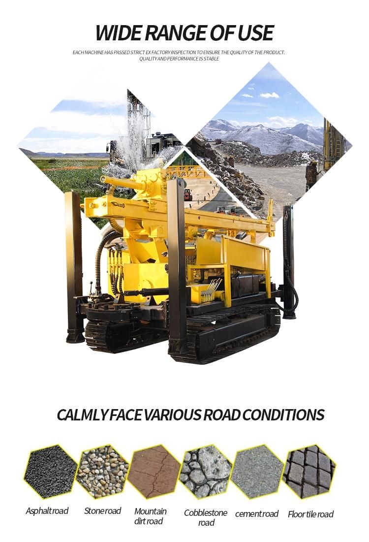 Rubber/Metal Crawler Air and Mud DTH Borehole Drilling Rig Machine