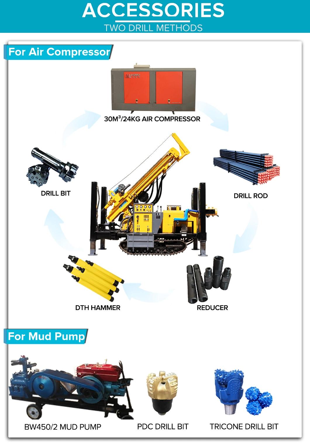 300m Crawler Portable Water Well Drilling Rig Factory Price