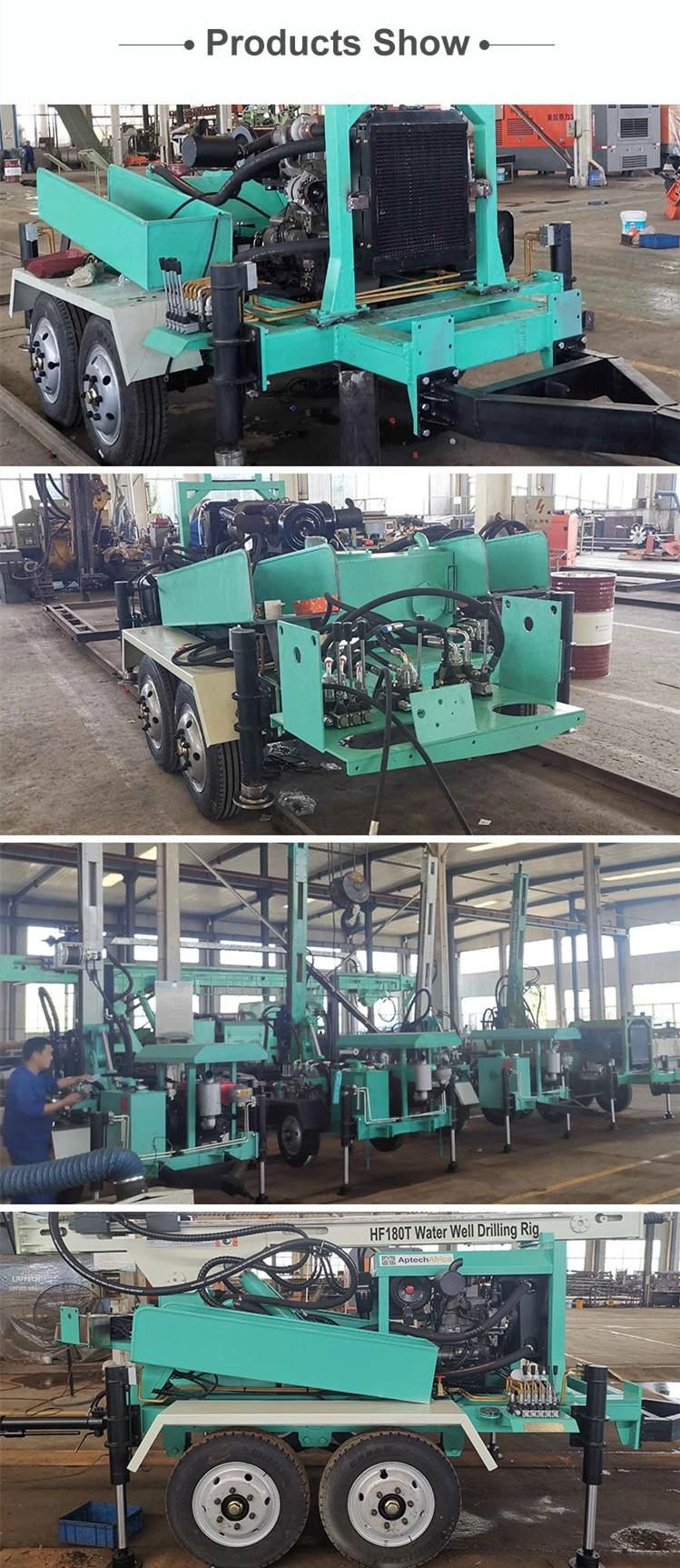 Hf180t Diesel Engine Trailer Type Percussion Water Well Drilling Rig