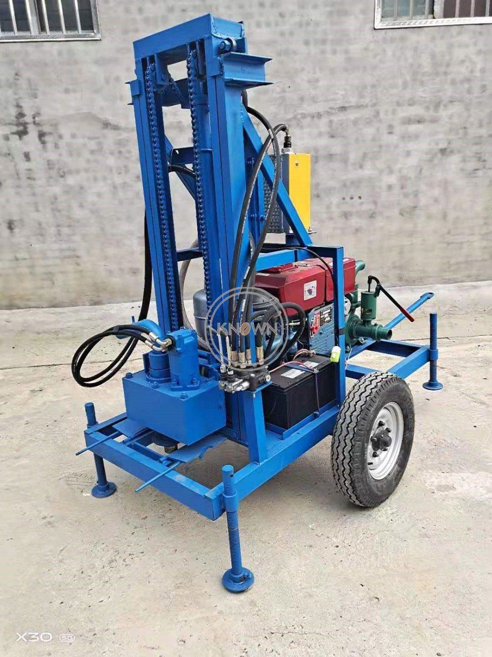 22HP Diesel Engine Well Drilling Rig Machine Tractor Mounted Water Drilling Machine 100m Deep Alloy PDC Coring Bits Optional