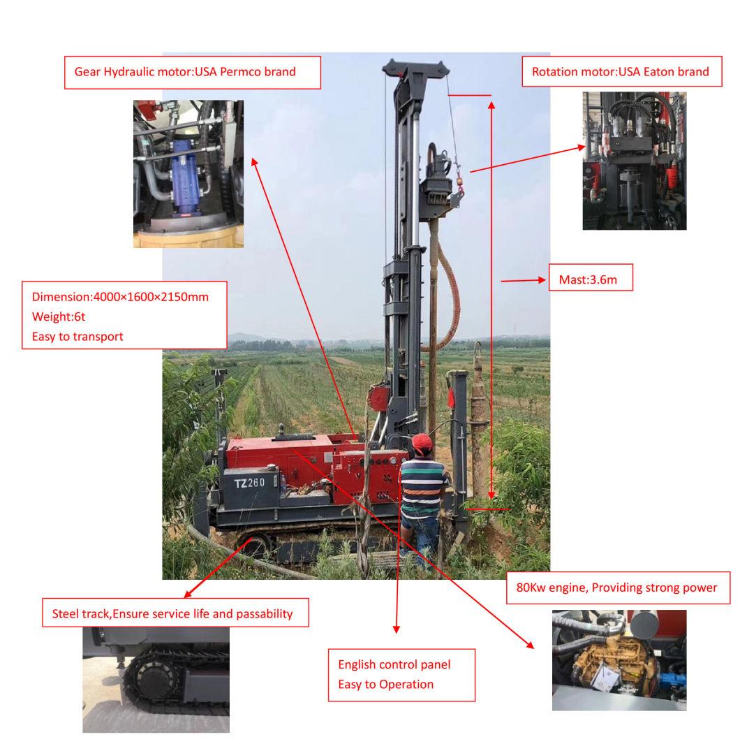 260meters Top Drive Hydraulic Water Well Drilling Rig