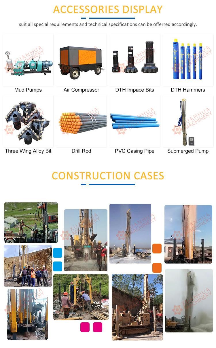 Farm Borewell Drilling Rig Rotary Drilling Rig with Compressor