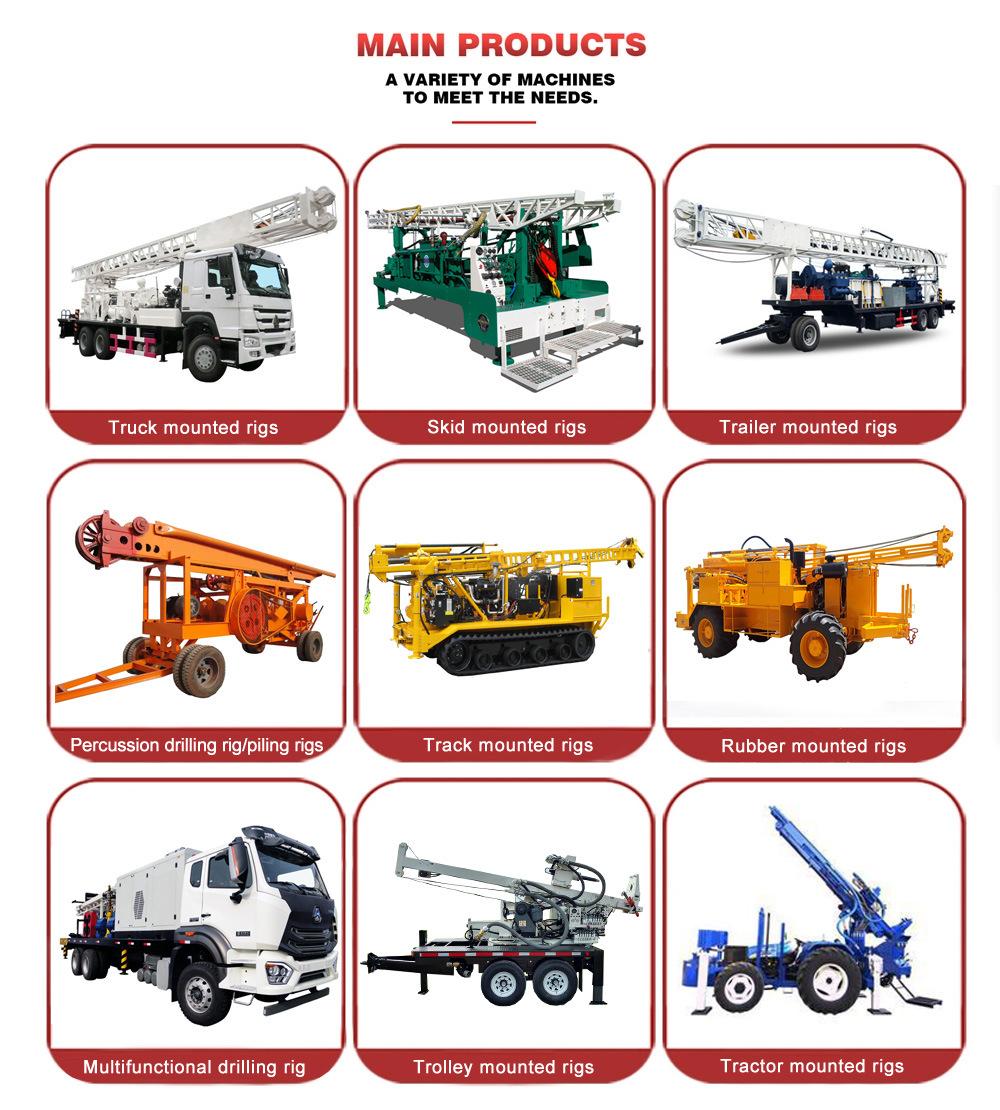 China Top Brand Truck Mounted Hydraulic Power Head Air and Mud Useage Water Drilling Machine