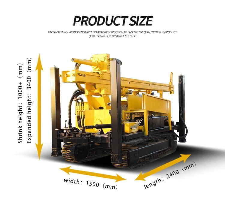 Crawler Mounted Small Portable Diesel 300 Meter Borehole Water Well Mine Drilling Rig Machine for Sale