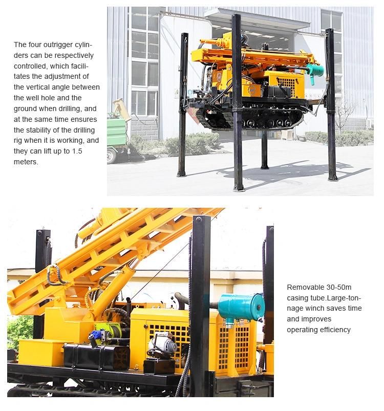 Diesel Driven Hydraulic Portable 200m Pneumatic Water Well Borehole Drilling Rig Machine