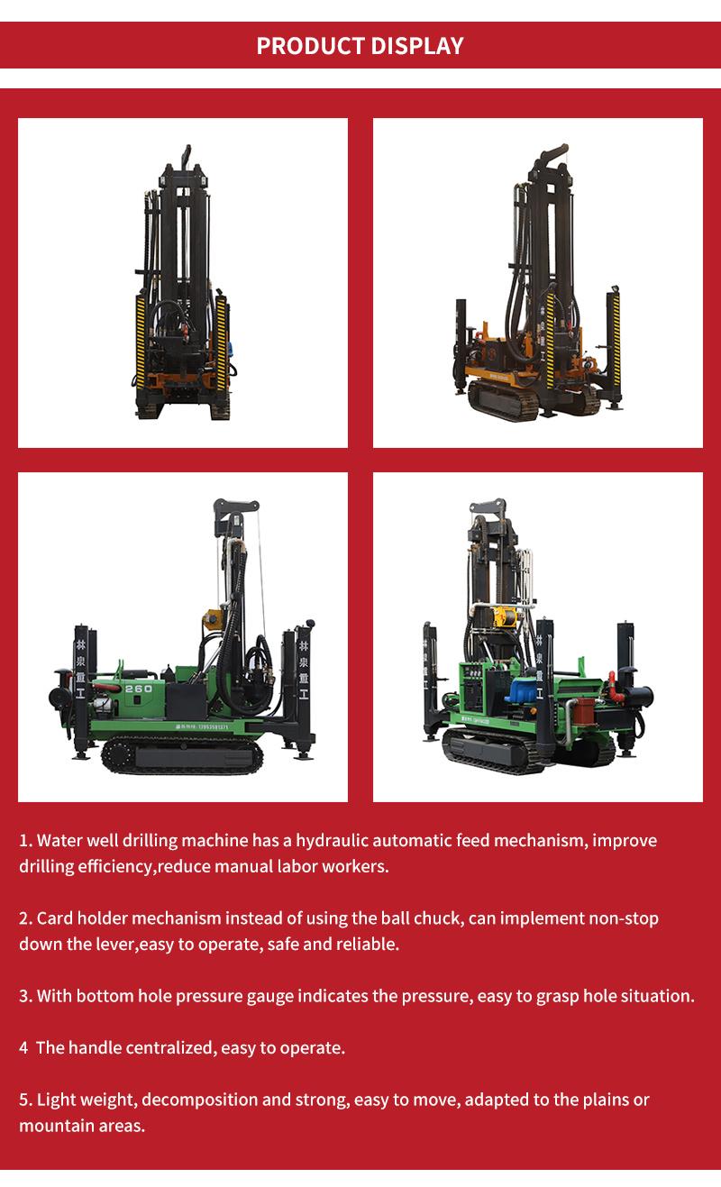 260m Diesel Portable Track Drill Mounted Water Well Drilling Rig Equipment