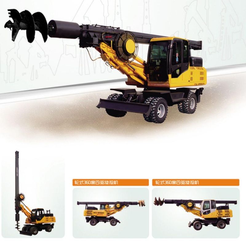 Construction Machine 15m Wheeled Four-Wheel Drive Rotary Excavator Drilling Rig for Sale
