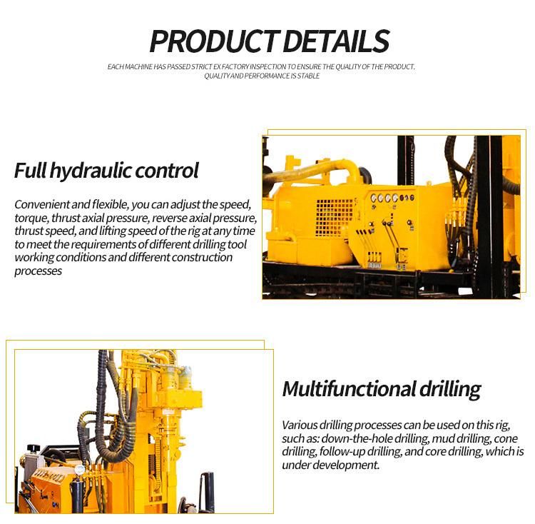 Crawler Mounted Small Portable Diesel 300 Meter Borehole Water Well Mine Drilling Rig Machine for Sale