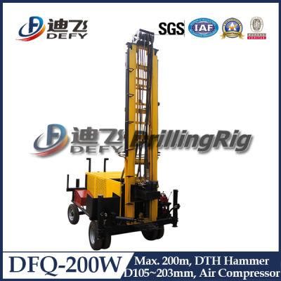 200m Hydraulic DTH Bit Rock Water Borehole Well Drilling Rig