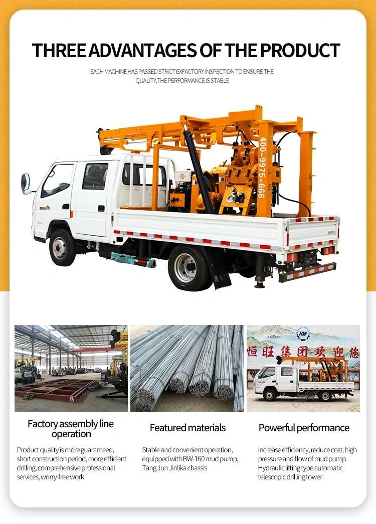 Truck Mounted Hydraulic 200m Water Well Drilling Machine for Sale
