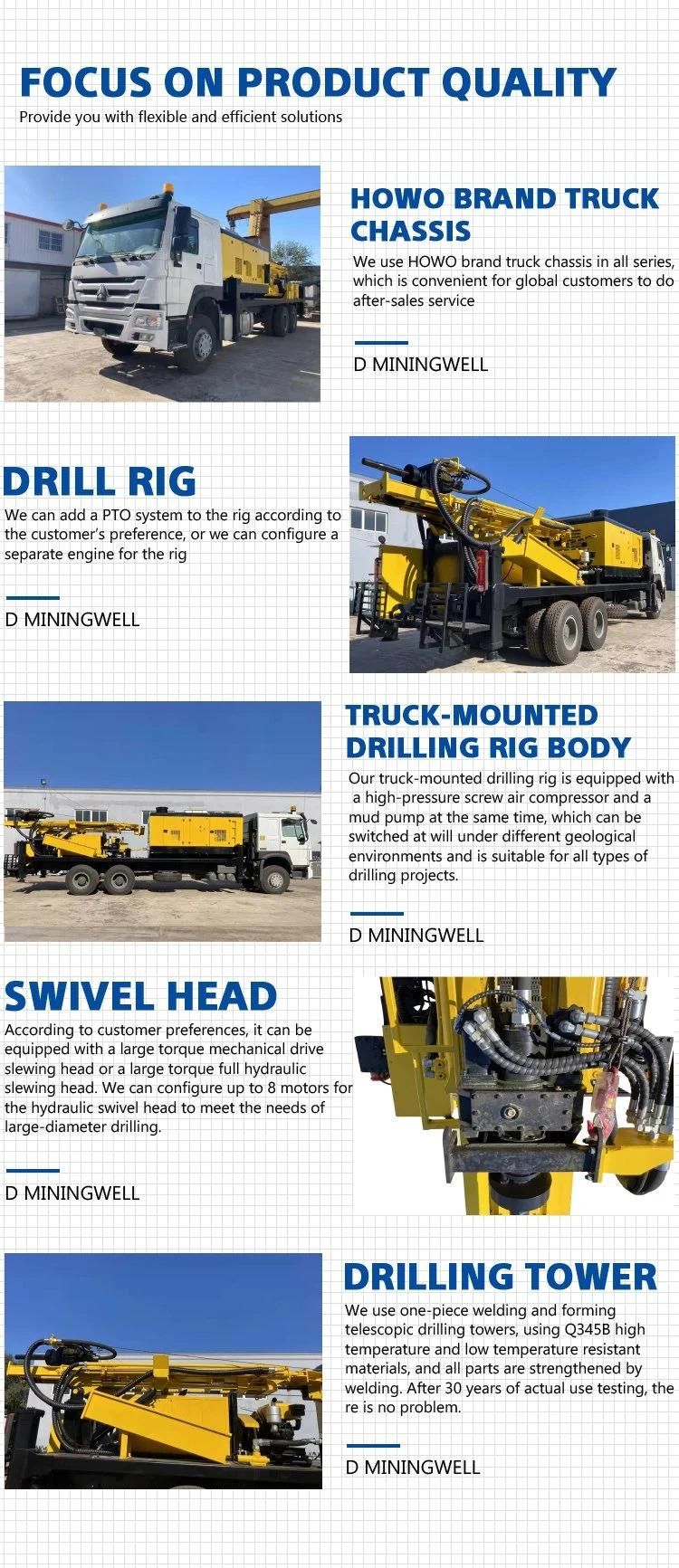 D Miningwell 300 Meters Water Well Drilling Rig Truck Mounted Drill Rig with Air Compressor Borewell Rig