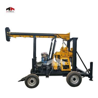 Small Portbale Four Wheels Trailer Type Water Well Drilling Machine for 200m