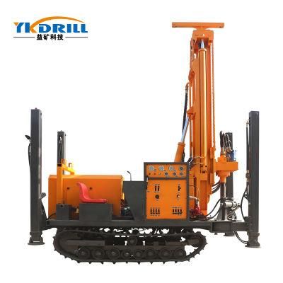 High Level Full Hydraulic Pneumatic 180 Meters Water Well Mine Drilling Rig with Fast Rotary Head for Hard Rock and Mud