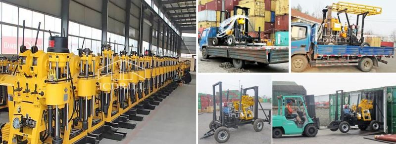 Small Portbale Four Wheels Trailer Type Water Well Drilling Machine for 200m