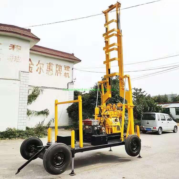Wheel Trailer Mounted Hydraulic Geotechnical Engineering Core Drilling Machine with Hydraulic Tower and Bw-160 Mud Pump