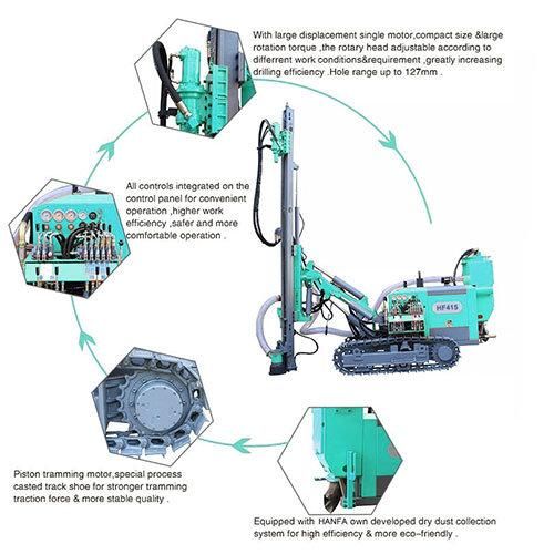 Hf415 DTH Hydraulic Surface Crawler Borehole Drilling Rig Machine