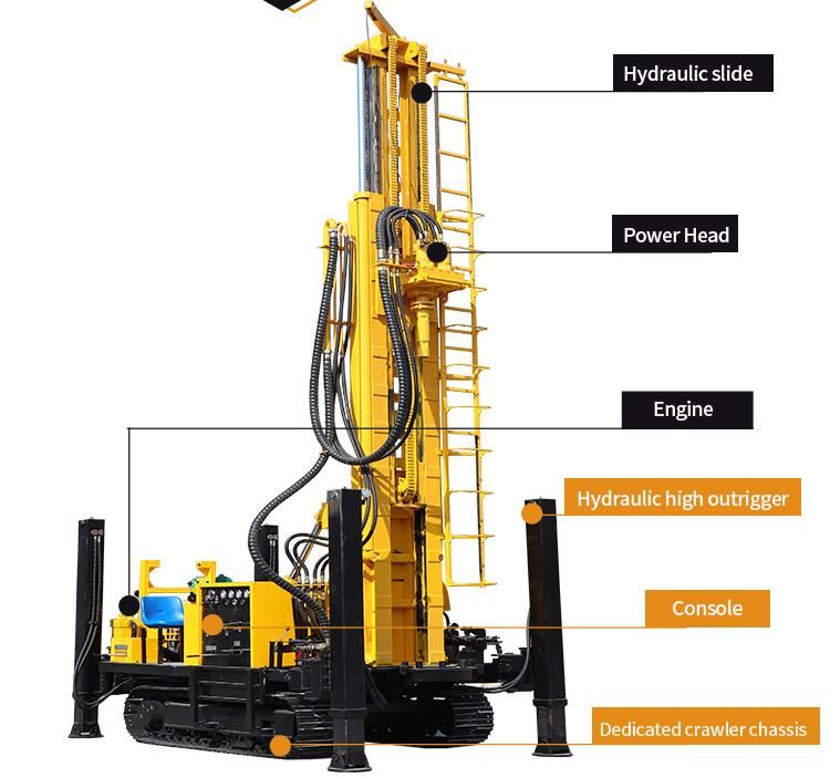 Crawler Type Pneumatic Water Well Drilling Rig 300 Meter Water Well